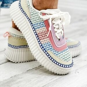 Dolce Vita Multi-color Woven Platform Sneakers